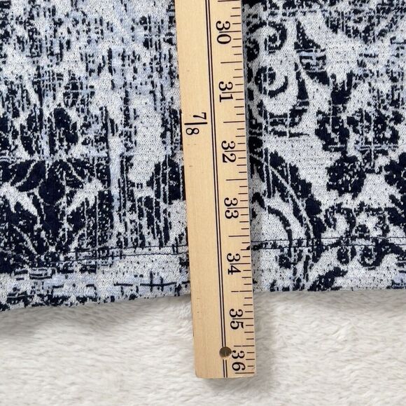 Clara Sun Woo Longline Cardigan Womens Sz L Blue Gray Open Front Scroll Filigree - Picture 11 of 12